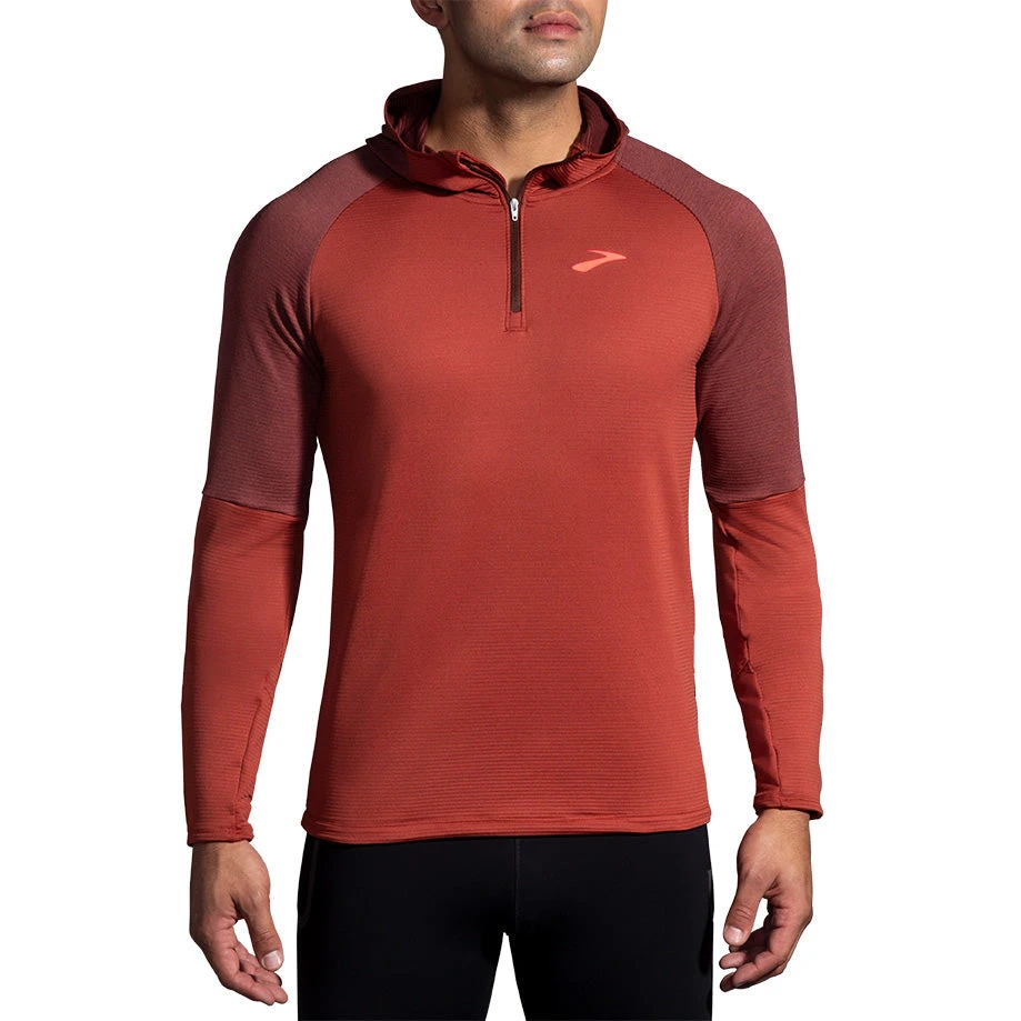 Brooks Men's Notch Thermal Hoodie - Copper/Heather Dark Copper (211402682)