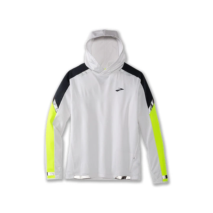 Brooks Men's Run Visible Thermal Hoodie - White/Asphalt/Nightlife (211411134) - Image 4