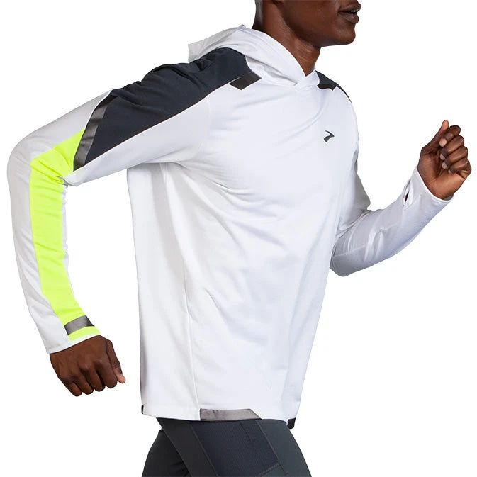 Brooks Men's Run Visible Thermal Hoodie - White/Asphalt/Nightlife (211411134) - Image 3