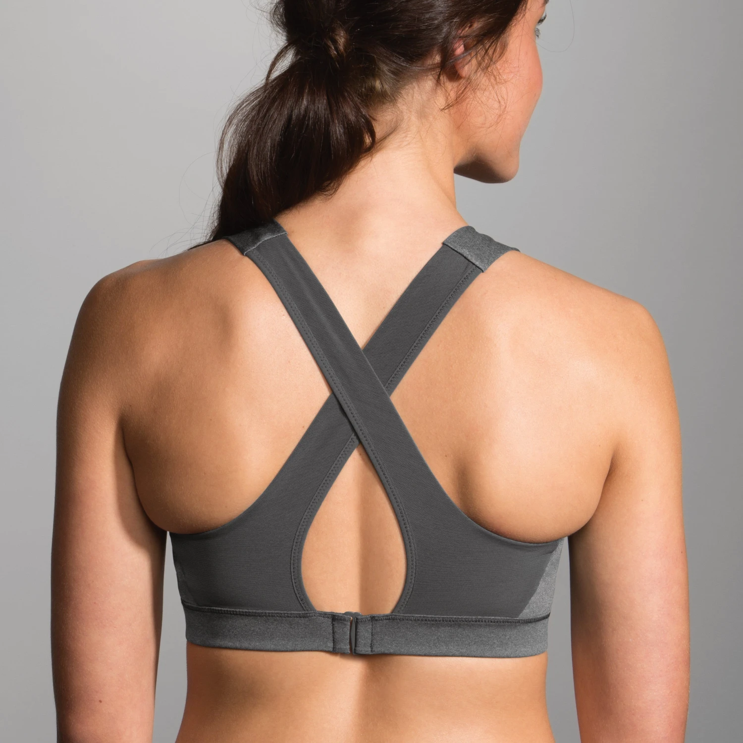 Brooks Uplift Crossback Sports Bra - Heather Asphalt (300616-020) - Image 2