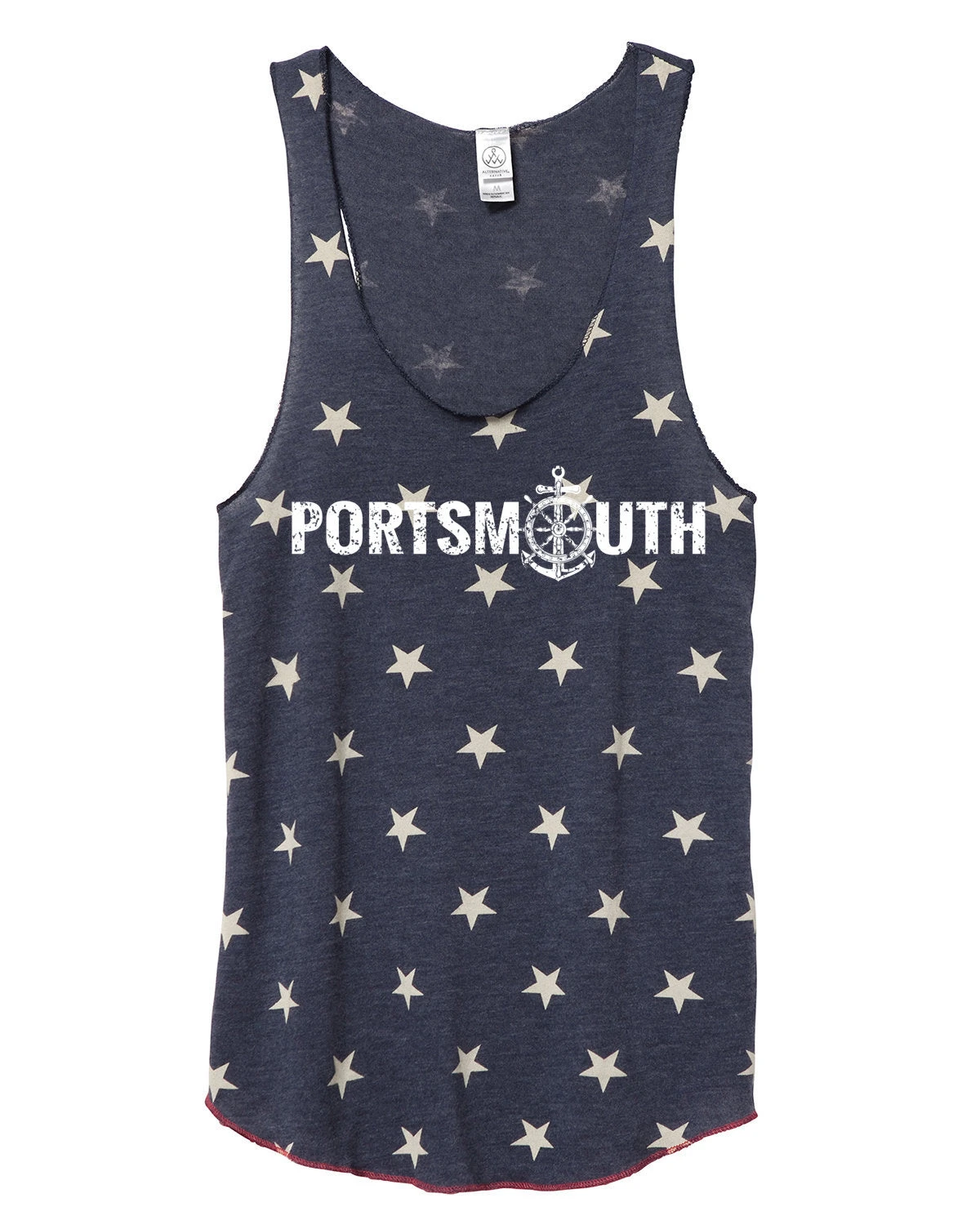 Women's Portsmouth Racerback Stars And Stripes Tank - Navy Blue (PORT-AA1927P-S)